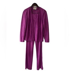 Vintage Act 1 Glitter Purple Pantsuit Size Medium